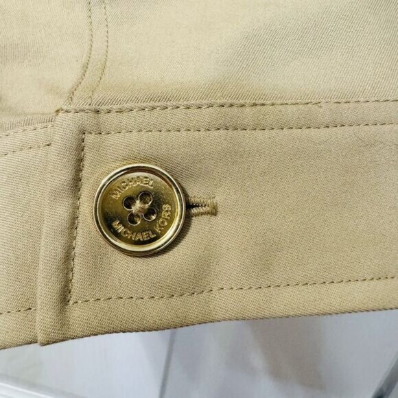 NWT Michael Kors Cropped Double-Breasted Cotton Trench Coat Khaki Women’s Sz L - Picture 8 of 15
